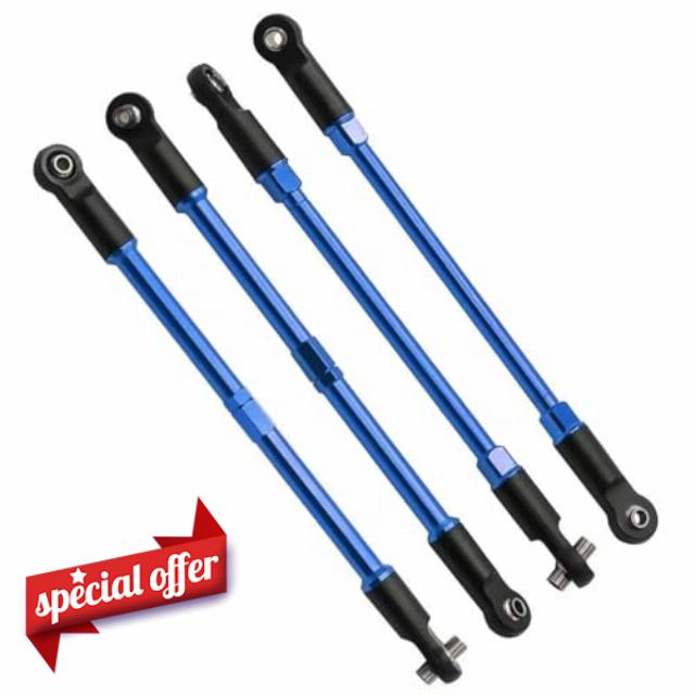 RC Car Parts Compatible With Traxxas For E-Maxx T-Maxx RC Car Parts 4pcs Aluminum Alloy Front Rear Toe Links Tie Rod With Hollow Balls 5141A 5143(Blue)