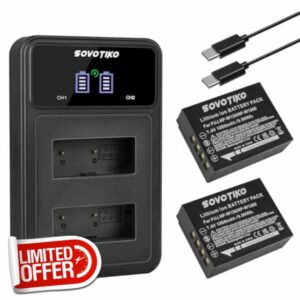 NP-W126S Battery 2-Pack and Dual Port PD Fast Charger for Fujifilm NP-W126 NP-W126S X-T100
