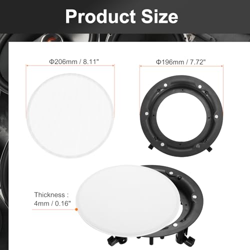 8.1 Inch White Round Metal Recessed Drop Ceiling Speakers Magnetic Dust Covers Accessory for Surround Sound Systems