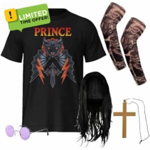 Adults Prince of Darkness Costume Set - Small - Black Graphic T-Shirt
