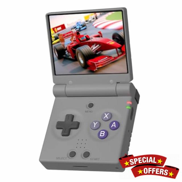 MIYOO Mini Flip Clamshell Console Mini Portable Handheld with 64GB TF Card 2.8inch IPS Screen 750×560 Resolution Game Player (Gray 64GB)
