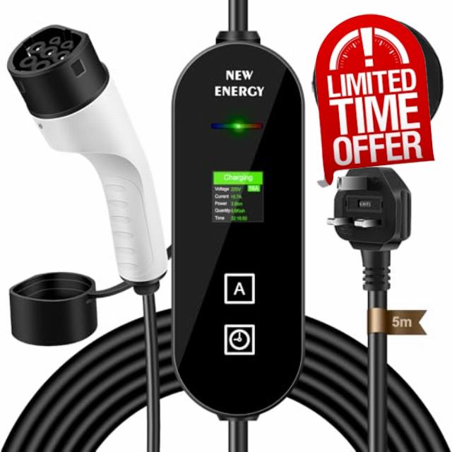 EV Charger Cable Type 2 to UK 3 Pin Plug