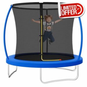 JUMMICO 6/8/10/12ft Outdoor Trampoline with Safety Enclosure Net - Complete Outdoor Garden Trampoline for Kids & Adults Spring Tool Home Fitness Family Play Equipme