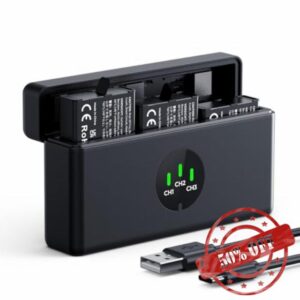 K&F CONCEPT 3 Pack Osmo Action 5 Pro Battery and Charger Set