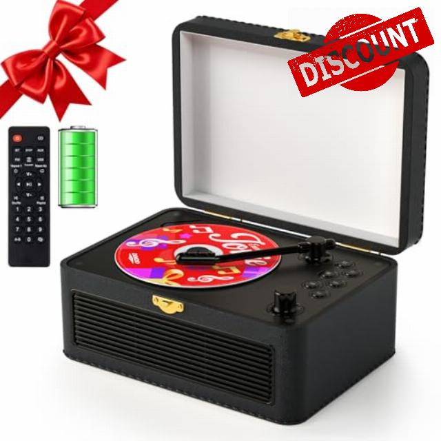 Gueray CD Player with Speakers HiFi Stereo Sound CD Players Bluetooth for Home