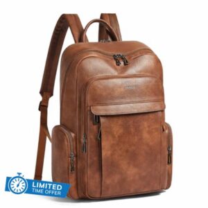 Shrrie Leather Laptop Backpack for Women with 17 inch Vegan Leather Computer Backpack Purse for Travel College Work
