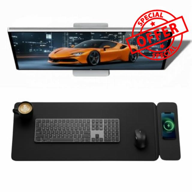 BoltSafe Wireless Charging Desk Mat with Detachable Charger