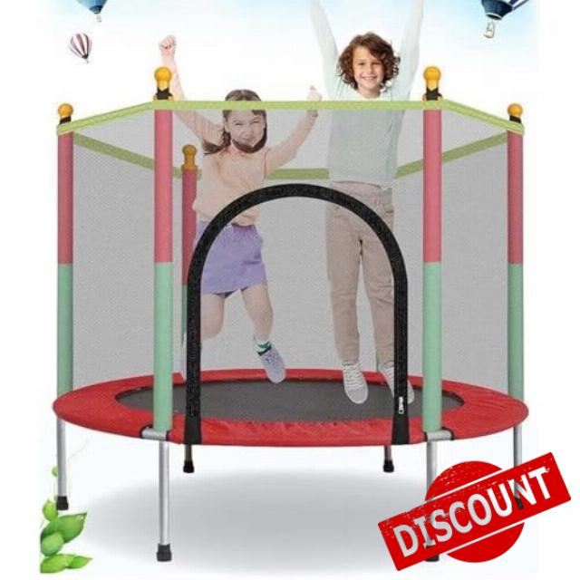 Gziztx Trampoline 140CM/4.6FT Toddler Trampoline Round with Safety Enclosure Net & Accessories