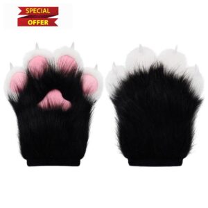 Abbdbd Furry Animal Paws Gloves Cat Paws Gloves Animal Fursuit Mittens Halloween Christmas Cosplay Costume Props