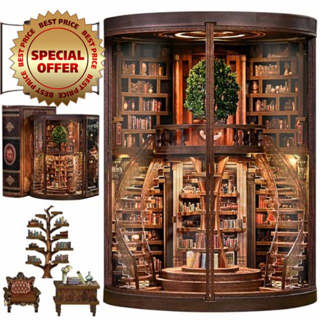Book Nook Kit for Adults Booknook DIY Miniature Library Decor Fantasy 3D Puzzle