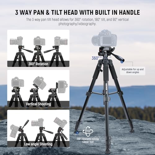 Professional Aluminum Lightweight Portable Travel Stand with 3 Way Pan Tilt Head
