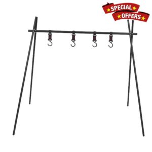 Portable Campfire Tripod Grill | Stable Aluminum Alloy Cooking Stand for Outdoor BBQ/Picnic/Backyard | Folding Grill with Hooks & Carry Bag