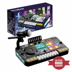 DJ Mixer Toy For Children Interactive Music Console With Lights Wireless Microphone