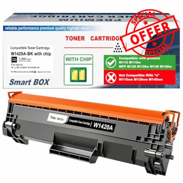 [WITH CHIP 142A W1420A Compatible Toner Cartridge Standard Capacity 1000 Pages Black for M110 M110w MFP M139 M140 M140w Printer
