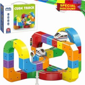 Electric Train Set with Magic Rail Cube - Gravity-Defying Motorized 3D Building Tracks