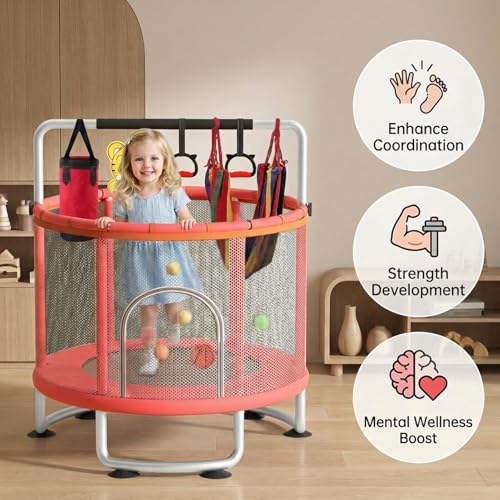 5FT Children Mini Trampoline with Safety Enclosure Net