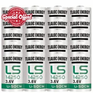 LS14250 Battery for Water Electricity Gas Meter PLC Facility Equipment ER14250 1/2AA 3.6V 1200mAh Lithium Battery Li-SOCL₂ Non-Rechargeable Batteries（20 Pack）