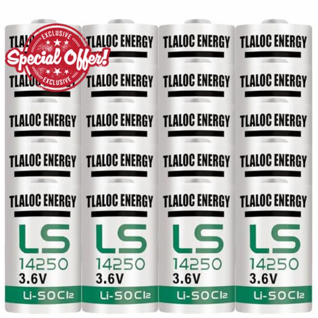LS14250 Battery for Water Electricity Gas Meter PLC Facility Equipment ER14250 1/2AA 3.6V 1200mAh Lithium Battery Li-SOCL₂ Non-Rechargeable Batteries（20 Pack）