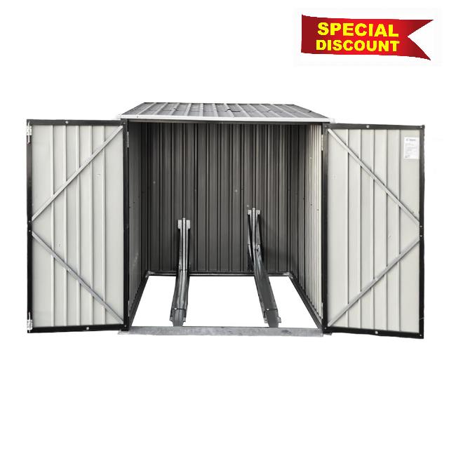Galvanized Steel Bike Shed with Removable Gravity Locking Racks