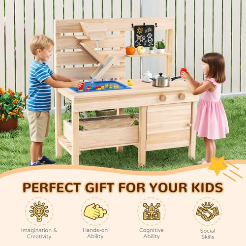 Garden Toddler Pretend Kitchen Toy Set Potting Bench for 3-8 Years Old