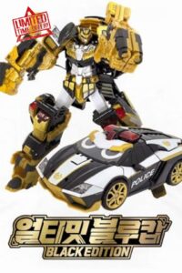 Metal Cardbot Ultimate Blue COP Black Edition Police Car Transforming Robot Toy