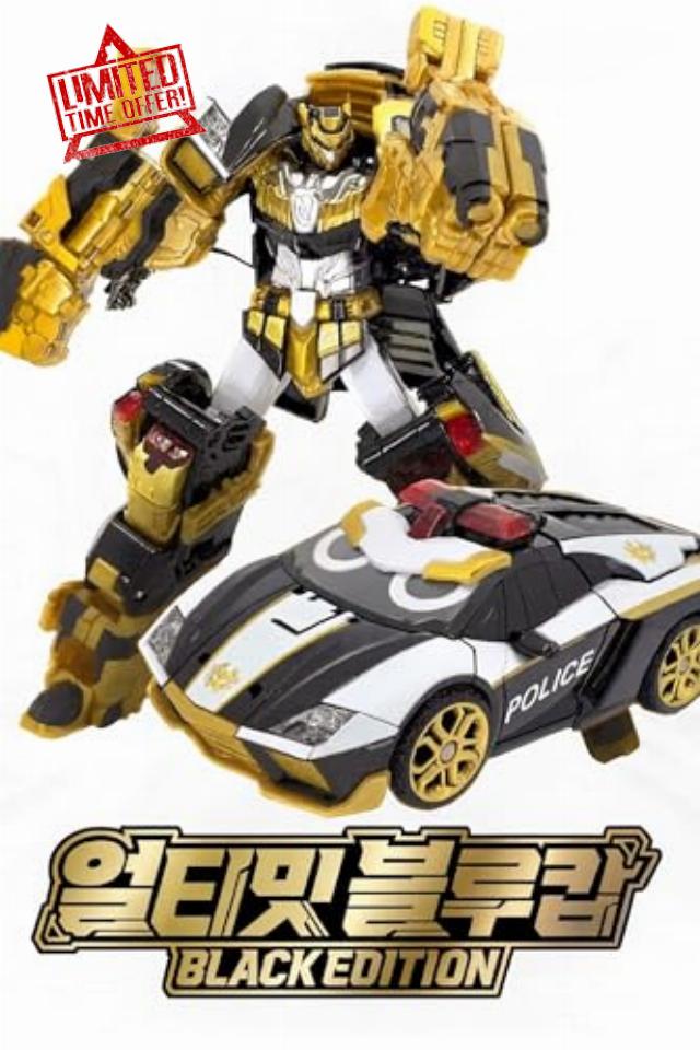 Metal Cardbot Ultimate Blue COP Black Edition Police Car Transforming Robot Toy