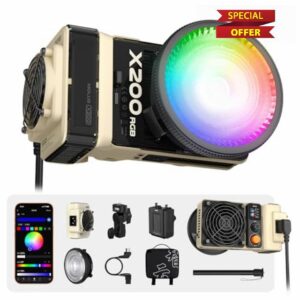ZHIYUN MOLUS X200 RGB COMBO 200W Video Light [Official] Handheld Professional Photography Lighting Portable Continuous Output Lighting Bowens Mount 2500K~10000K CRI≥95 TLCI≥97 Only 830g for Youtube