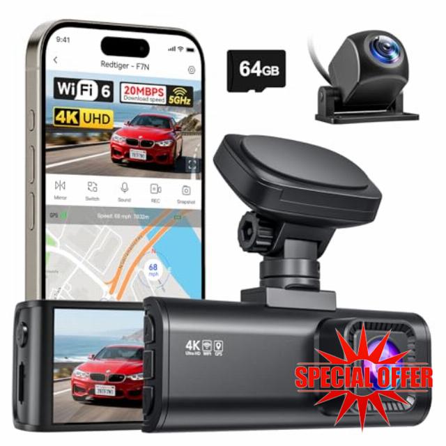 REDTIGER F7N Dash Cam 4K Front and Rear 1080P
