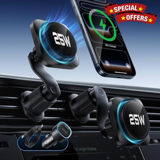 ESR OmniLock Qi2.2 Certified 25W MagSafe Car Mount Charger with CryoBoost