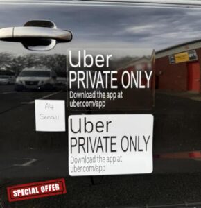 Uber PRIVATE ONLY Magnetic Car Signs – Pair (x2) – Private Hire Vehicle Door Magnets – Weatherproof High-Visibility PHV Signage – A4 / A3 / Large 570×300mm (White