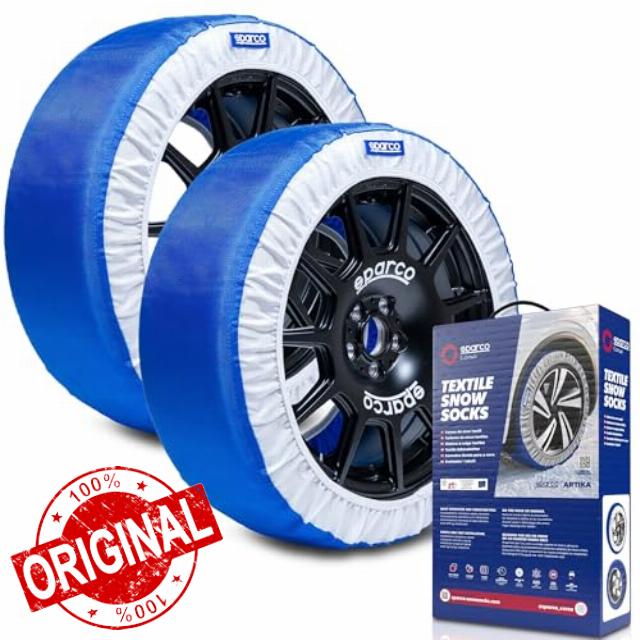 Sparco Textile Snow Chains Model Artika Size XL. Silent and Vibration-Free. Quick and Easy Installation. EN-16662-1 and ÖNORM V5121 Certified. ABS Compatible