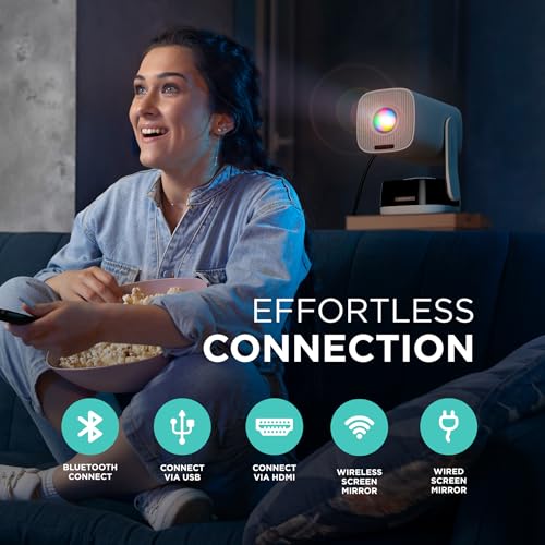 WiFi6 Bluetooth 30” to 200” Display Rotatable Short Throw Projectors for Bedroom