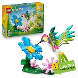 LEGO Creator 3in1 Wild Animals: Colourful Hummingbird - Bird Toy Transforms into a Butterfly or Fish Figure - DIY Room Decor Idea - Creative Gift for 8+ Year Old Girls & Boys - 31384