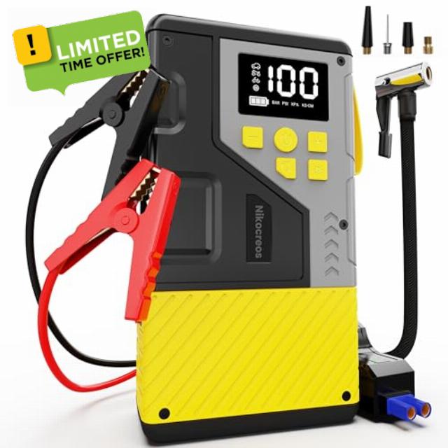 Portable Car Jump Starter with Air Compressor for Emergencies