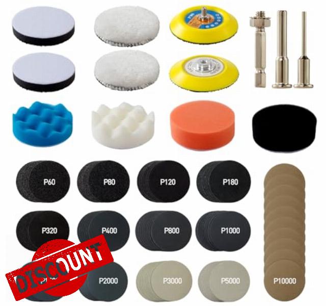 143 PCS 75mm Polishing Pads for Drill Sanding Discs Hook and Loop 60-10000 Grit Wet and Dry Sandpaper Drill Sanding Attachment for Car Waxing