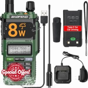 Ham Radio Baofeng UV-9R Pro 8W Long Range VHF UHF Dual Band Tri- Power Rechargeable Handheld Two-Way Radio Walkie Talkies With Type-C Charging Cable For Camping Hunting Survival Gea