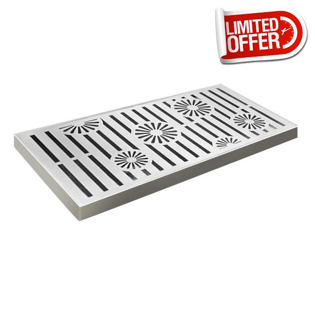 Gettimore Stainless Steel Drain Grate 200x300x20mm and 200x400x20mm - Silver Floor Drain Cover with Fast-Flow Perforated Design for Patios
