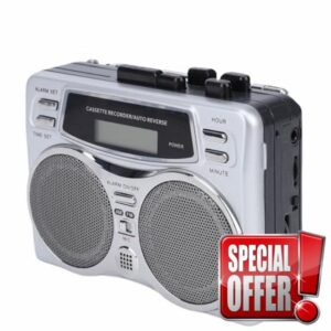 Bewinner Multifunctional Retro Cassette Player Recorder with Built in Speaker Headphone Jack Digital Clock Timer AM FM Radio Microphone Recording