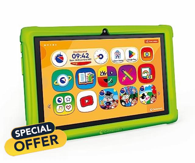 Clementoni Clempad 16795 Tablet for Children Aged 3-6 Years Learning Technology (10 Inches) IPS HD Screen Memory 32GB RAM 2G Android 13 Italia
