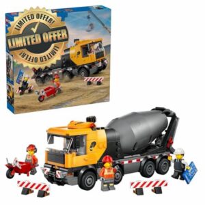 LEGO City Cement Mixer Truck Toy - Educational Construction Site Vehicle Model w/ 3 Minifigures