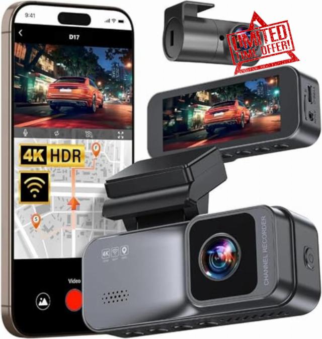 Mivo Dashcam Pro - Front & Rear 4K Recorder with 170° Wide Angle
