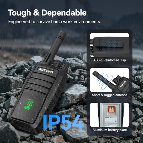 IP54 Water-resistant 2 Way Radio Rugged Stealth Screen USB-C Charge PMR446 Easy To Use Long Range Walkie Talkies for Factories