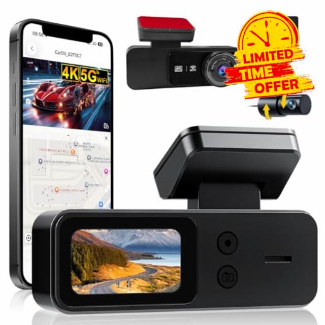 Dash Cam Front and Rear 4K+2K