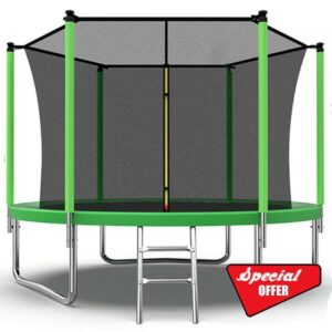 8ft Trampoline with Safety Enclosure plus Ladder - 2.4m Gree