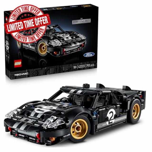 LEGO Technic 1966 Ford GT40 MKII Race Car - Collectible Model Kit for Adults - Engineering Set w/a V8 Engine