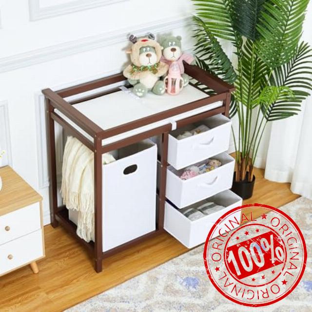 Baby Changing Table with 4 Fabric Storage Bins
