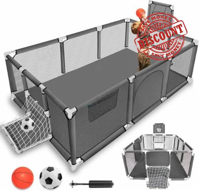 Foldable Baby Playpen Portable Travel Playpen with Visible Breathable Mesh for Babies and Toddlers 180 x 120 x 60 cm