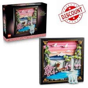 LEGO Art Japanese Cherry Blossom Landscape - DIY Miniature Model Kit for Adults - 3D Wall Art in Shadow Box Frame w/Mount Fuji