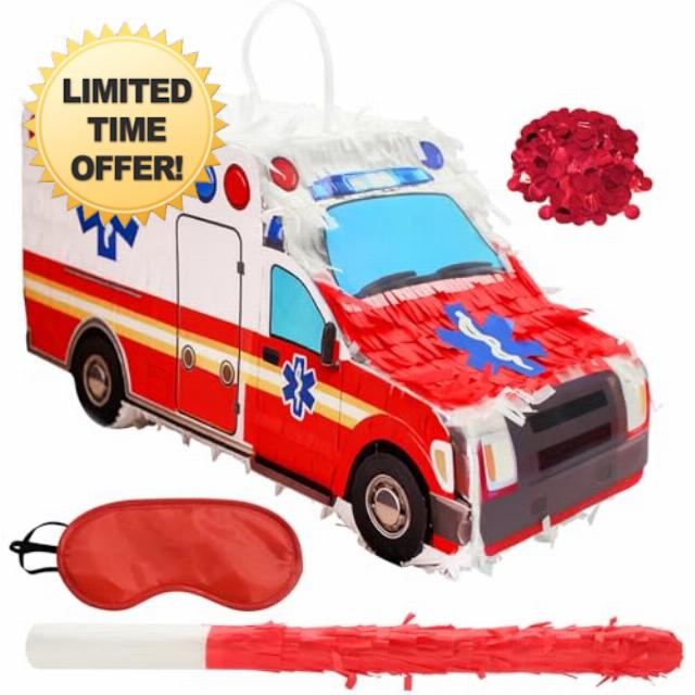 Piñata 3D Truck Piñata Theme Decoration with a Blindfold and Bat