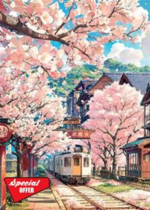 Cekog Paint by Numbers for Adults Japanese Flowers Train